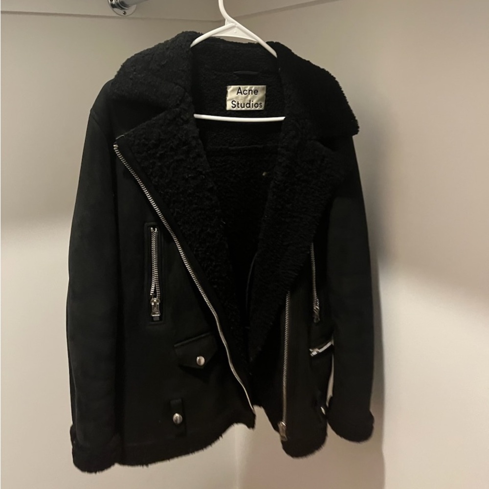 Acne Shearling Suede coat in Black